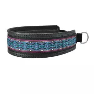 Hundhalsband Krumbukt, halvstryp - turkos/rosa/guld