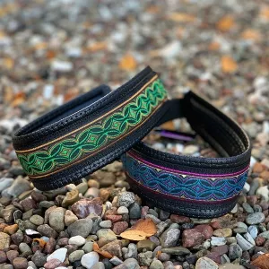 Hundhalsband Krumbukt, halvstryp - turkos/rosa/guld