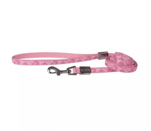Hundkoppel Flora läderlook - Rosa