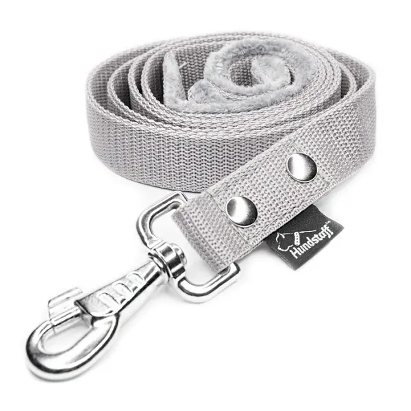 Hundstaff Hundkoppel nylon med komforthandtag - grå