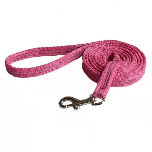 Hundkoppel med reflextråd - valkband, rosa