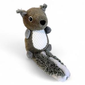 Einar ekorre hundleksak i plysch. Mjuk leksak med prassel- och pipljud, längd 33 cm.