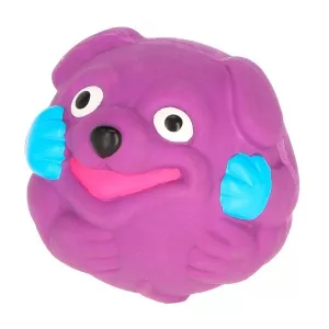 Boll med hundansikte lila latex - hundleksak