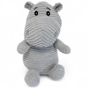 Hundleksak grå flodhäst plysch, med pipljud, längd 21 cm