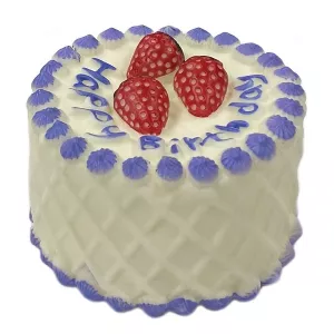 Tårta Happy Birthday lila - hundleksak i vinyl