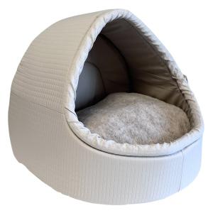 Hundsäng kattigloo khaki med pälsig dyna