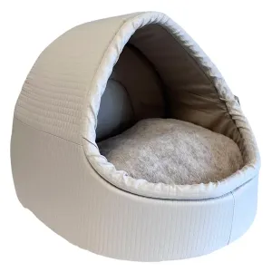 Hundsäng kattigloo khaki med pälsig dyna