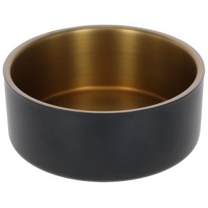 Hundskål Golden, svart mat- och vattenskål med gulfärgad insida och gummerad undersida. finns i tre storlekar 450, 900 och 1800 ml.