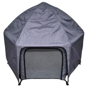 Grått hundtält med avtagbart, solreflekterande överdrag. Diameter ca 150 cm