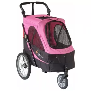 Hundvagn Safari med avtagbart trimbord - rosa/svart - Medium