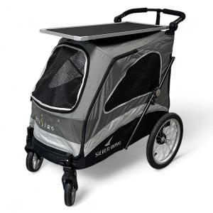 Hundvagn Silver Wing, stroller med avtagbart trimbord large, grå-svart. Maxlast 55 kg.