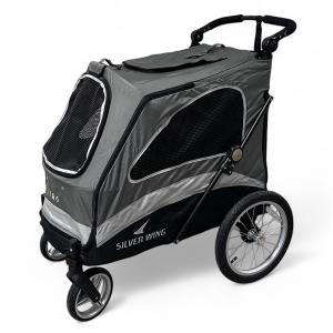 Hundvagn Silver Wing, stroller med avtagbart trimbord large, grå-svart. Maxlast 55 kg.