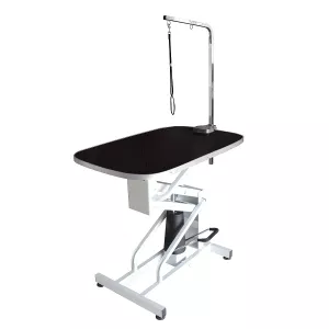 Hydrauliskt höj- och sänkbart trimbord med trimgalge, längd 90 cm