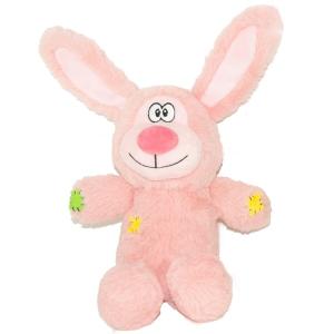 Hundleksak rosa kanin plysch längd 32 cm, med pipljud