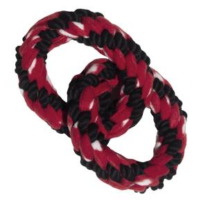 KONG Signature Rope Double Ring Tug, hundleksak med mjukt och tåligt rep. 22 cm lång.