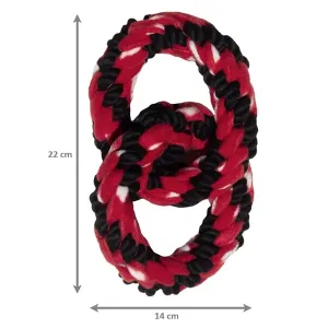 KONG Signature Rope Double Ring Tug, hundleksak med mjukt och tåligt rep. 22 cm lång.