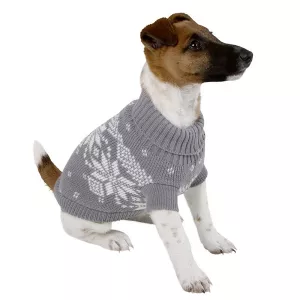 Lillehammer stickad hundtröja grå med mönster