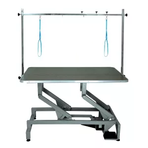 Elektriskt höj- och sänkbart trimbord med trimgalge, längd 120 cm