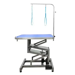 Elektriskt höj- och sänkbart trimbord med trimgalge, längd 110 cm