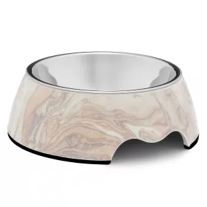 Hundskål Petite Luna i melamin, 200 ml – marmorerad beige