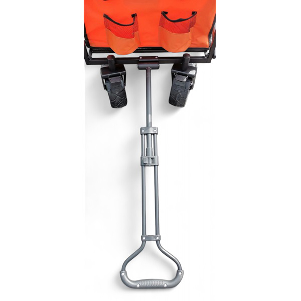 Milo hopfällbar transportvagn i orange polyestertyg. Lastvikt max 80 kg. Justerbar dragstång.