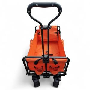 Milo hopfällbar transportvagn i orange polyestertyg. Lastvikt max 80 kg. Justerbar dragstång.