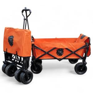 Milo hopfällbar transportvagn i orange polyestertyg. Lastvikt max 80 kg. Justerbar dragstång.