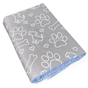Milo pet pad vattentätt, tvättbart kisskydd 80x120 cm. Grått med vita siluetter.
