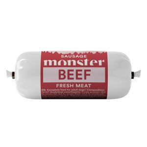 Monster Sausage Beef, hundgodis med nöt. Belöningsgodis med 97% kött. 80 gram.