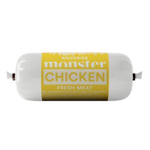 Monster Sausage Chicken, hundgodis med kyckling. Belöningsgodis med 97% kött. 80 gram.