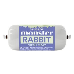 Monster Sausage Rabbit, hundgodis med kanin. Belöningsgodis med 97% kött. 80 gram.