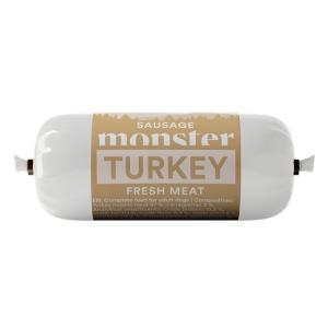 Monster Sausage Turkey, hundgodis med kalkon. Belöningsgodis med 97% kött. 80 gram.