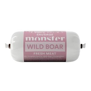 Monster Sausage Wild Boar, hundgodis med vildsvin. Belöningsgodis med 97% kött. 80 gram.