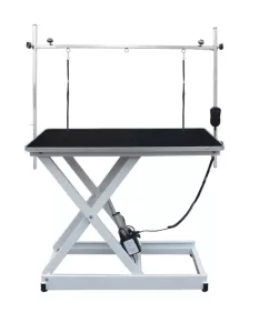 Elektriskt höj- och sänkbart trimbord med trimgalge, längd 110 cm