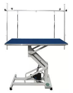 Elektriskt höj- och sänkbart trimbord med trimgalge, längd 120 cm