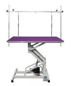 Elektriskt höj- och sänkbart trimbord med trimgalge, längd 110 cm