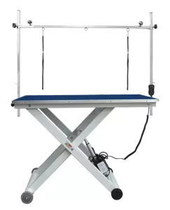 Elektriskt höj- och sänkbart trimbord med trimgalge, längd 120 cm