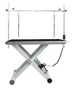 Elektriskt höj- och sänkbart trimbord med trimgalge, längd 120 cm