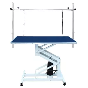 Hydrauliskt höj- och sänkbart trimbord med trimgalge, längd 110 cm