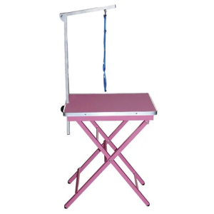 Hopfällbart trimbord med trimgalge och koppel, rosa med rosa underrede.