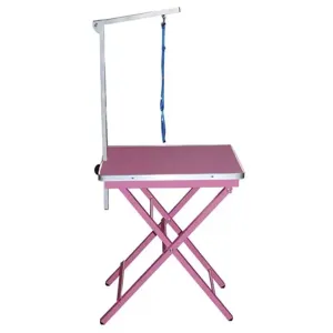Hopfällbart trimbord med trimgalge och koppel, rosa med rosa underrede.