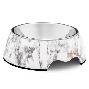 Hundskål Noelle i melamin, 400 ml – marmorerad vit/grafit/koppar