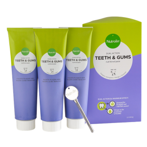 Nutrolin Teeth & Gums-pasta, kosttillskott för hundar, för tänder och tandkött. 3 x 200 g.