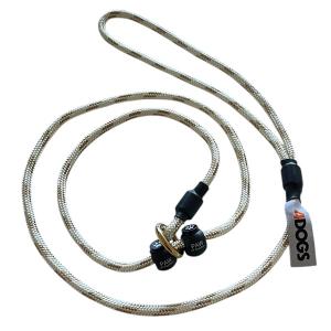 PAW of Sweden svensktillverkat utställningskoppel med dubbla stopp. 110 cm. Guld/vitt.