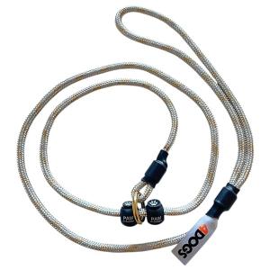 PAW of Sweden svensktillverkat utställningskoppel med dubbla stopp. 110 cm. Silver/guld.