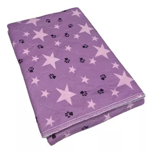Peefree tvättbar valpmatta - lila med stjärnor och tassar - 60x40 cm
