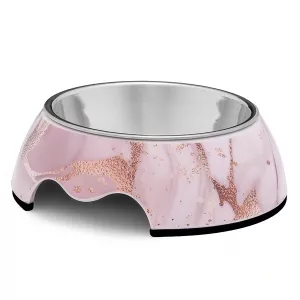 Hundskål Petite Cloé i melamin, 200 ml – marmorerad rosa/rosé
