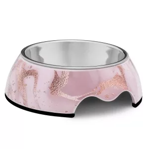 Hundskål Petite Cloé i melamin, 200 ml – marmorerad rosa/rosé