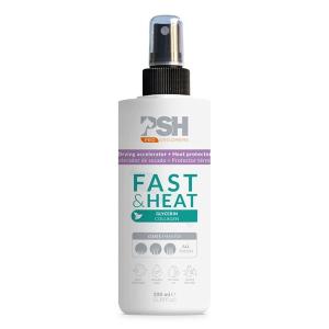 PSH Pro Groomers Fast & Heat fönspray för hund och katt. Kortar ner torktiden. 100 ml.