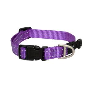 Rogz Utility ställbart hundhalsband med reflextråd. Lila. Storlek 26-40 cm.